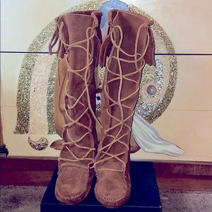 Minnetonka knee length moccasin boots